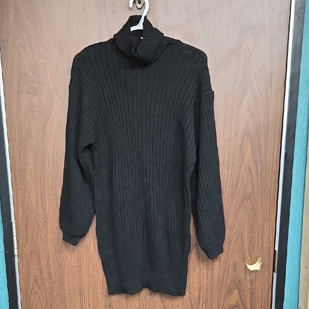 Fashion Nova Size L Black Too Cozy Turtleneck Sweater Dress